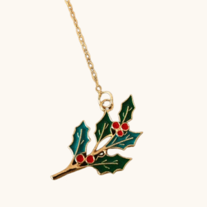 Marque page noël chaîne dorée et houx cadeau de noël