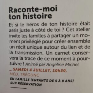 Atelier d'écriture à la médiathèque de Trégunc, raconte-moi ton histoire animé par la romancière Angéline Michel