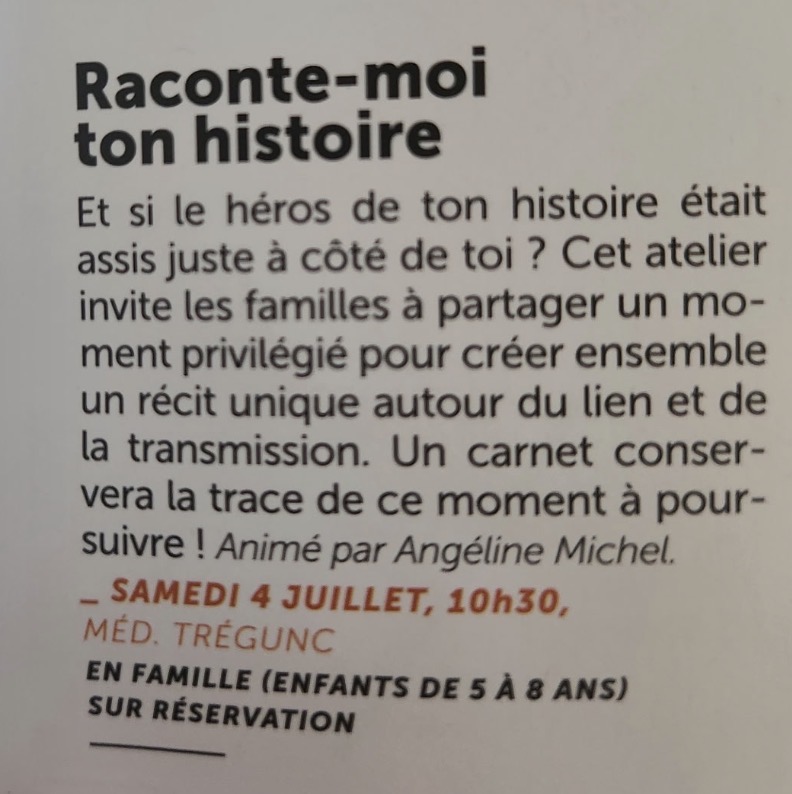 Atelier d'écriture à la médiathèque de Trégunc, raconte-moi ton histoire animé par la romancière Angéline Michel